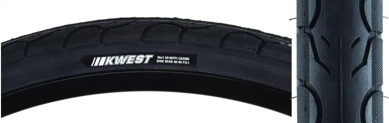 Kenda Kwest 65-psi 26x1.5-inch Wire Tire in Black