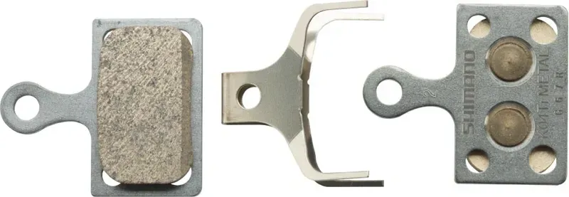 Shimano K04Ti-MX Disk Brake Pads and Spring Metal Compound Titanium Back Plate in Silver