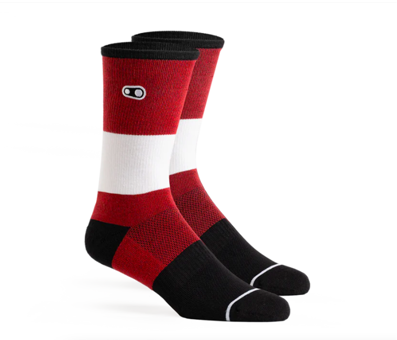 CRANKBROTHERS ICON CASUAL SOCKS - RED/WHITE/BLACK 