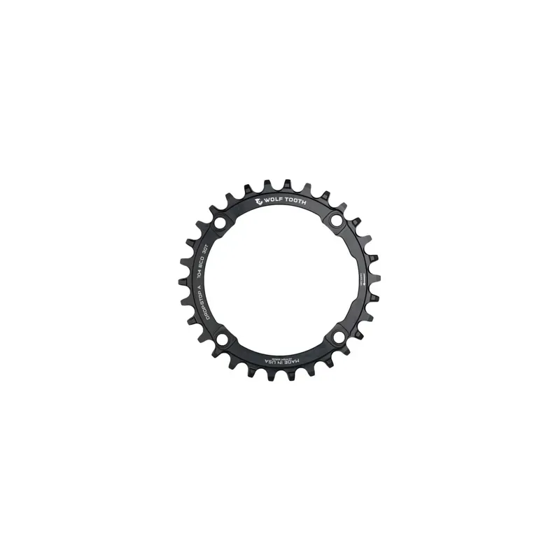 Wolf Tooth 104 BCD Chainring - 34t 104 BCD 4-Bolt Drop-Stop B Black